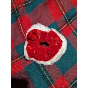Christmas Hair Scrunchie Red And White Stretch Elastic